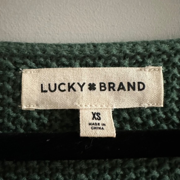 Lucky Brand Forest Green Textured V Neck Sweater Womens XS Cotton Acrylic - Picture 3 of 7